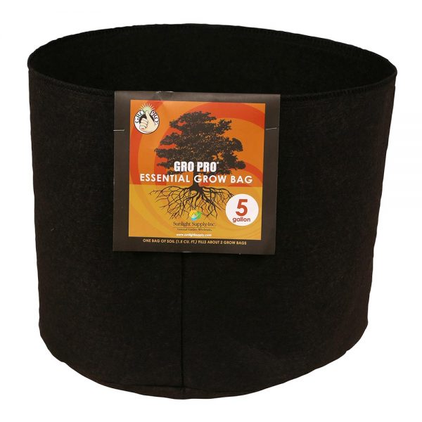 169groproblackfabricpot5gal 1 - gro pro round fabric pot 5gal