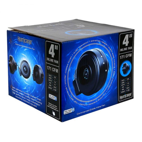 Hurricane 4'' inline fan 171cfm
