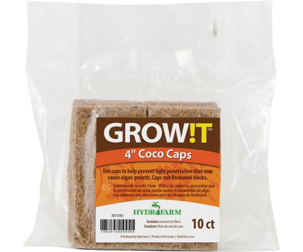 Grow! T coco caps, 4", pack of 10