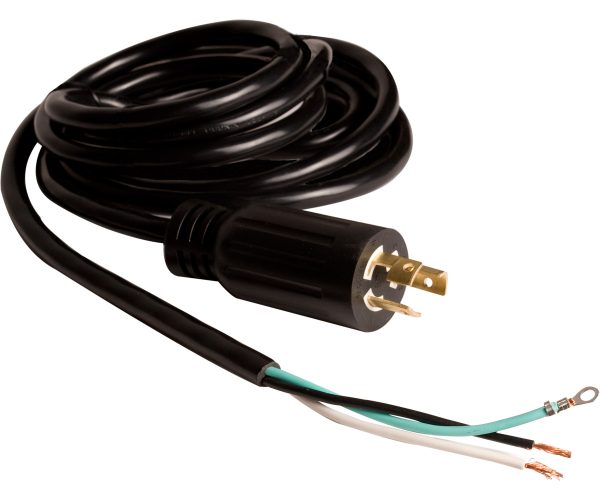 Bacd4 1 - power cord, 8', w/4" stripped lead, 277v, nema l7-15p, awg 16/3