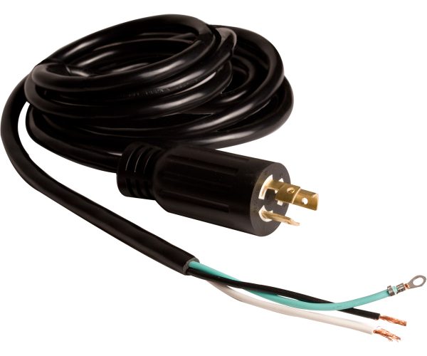 Power cord, 8', w/4" stripped lead, 277v, nema l7-15p, awg 16/3