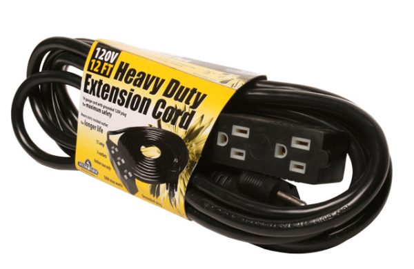 Bacde12012 1 - heavy duty 3 outlet power strip / extension cord, 120v, 12'