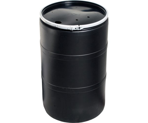 55 gal drum with pre-drilled locking lid