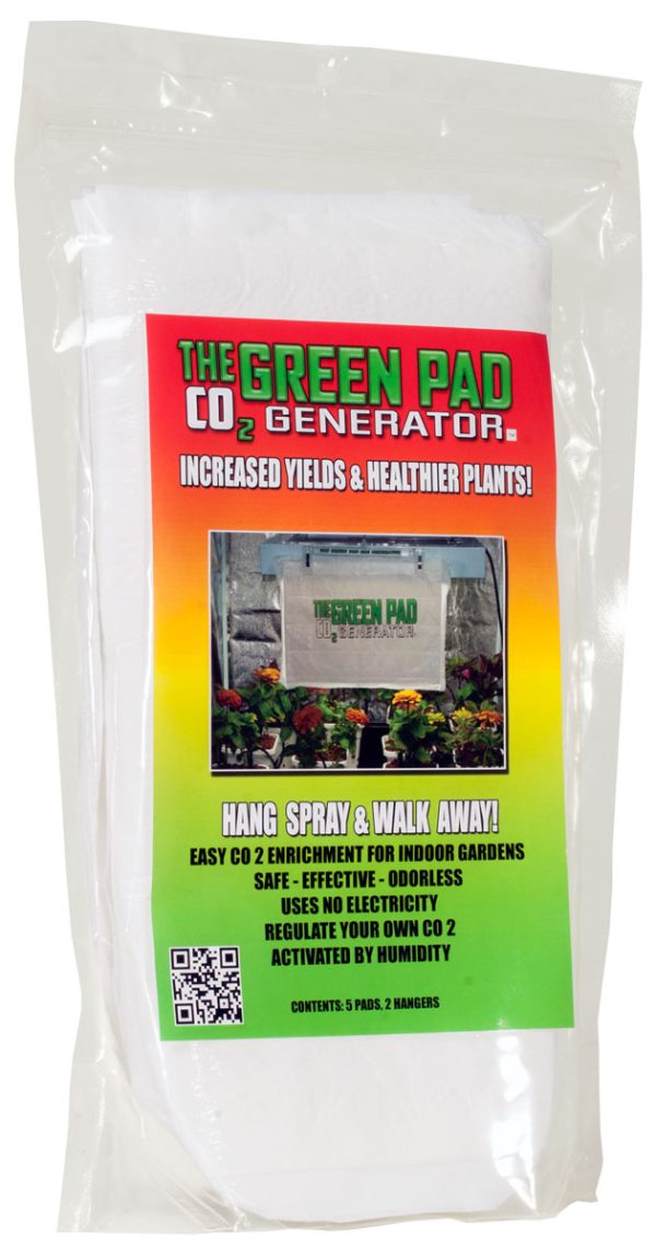 Green pad co2 generator, pack of 5 pads w/2 hangers