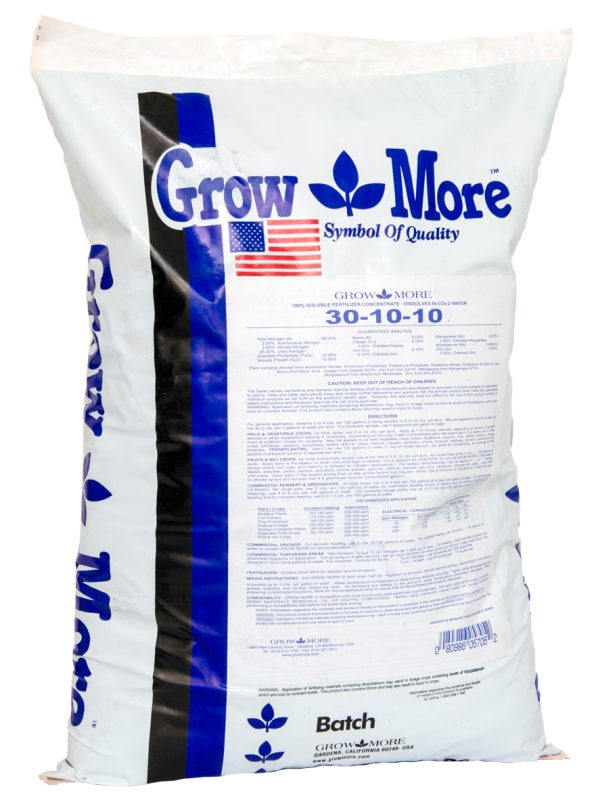 Grow more water soluble 30-10-10, 25 lbs
