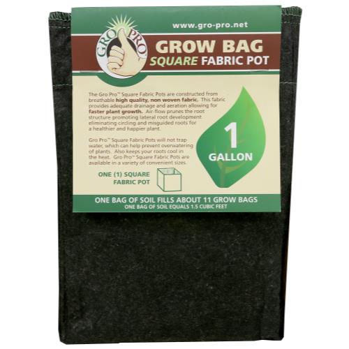 Hgc724950 01 - gro pro square fabric pot 1 gallon (100/cs)