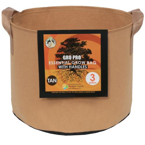 Hgc725095 01 - gro pro essential round fabric pot w/ handles 3 gallon - tan (72/cs)