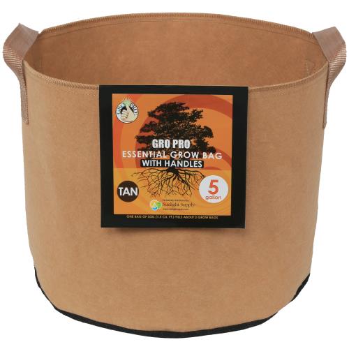 Hgc725097 01 - gro pro essential round fabric pot w/ handles 5 gallon - tan (90/cs)