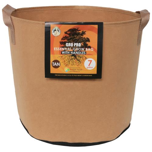 Hgc725099 01 - gro pro essential round fabric pot w/ handles 7 gallon - tan (84/cs)