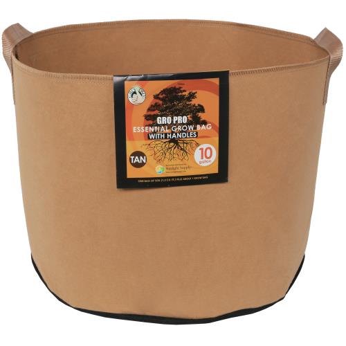 Hgc725101 01 - gro pro essential round fabric pot w/ handles 10 gallon - tan (60/cs)