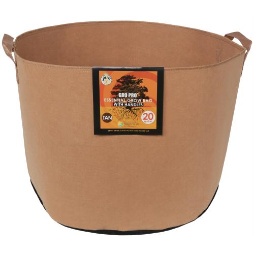 Hgc725105 01 - gro pro essential round fabric pot w/ handles 20 gallon - tan (42/cs)