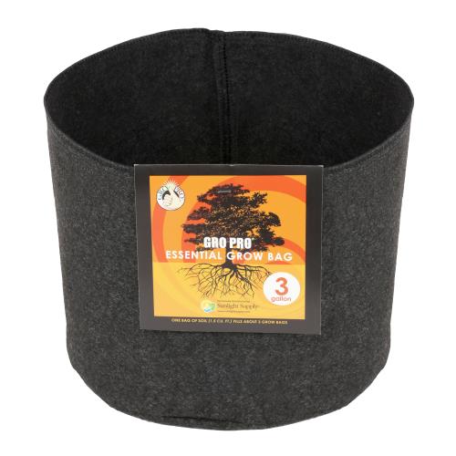 Hgc725315 01 - gro pro essential round fabric pot - black 3 gallon (72/cs)