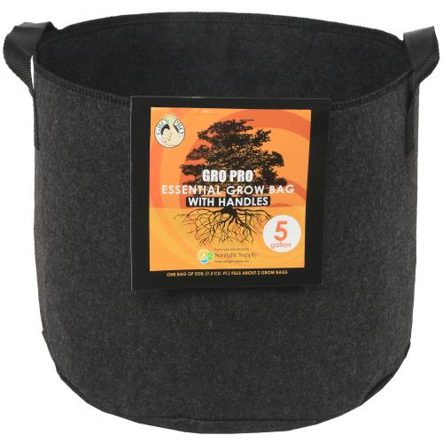 Hgc725322 01 - gro pro essential round fabric pot w/ handles 5 gallon - black (90/cs)