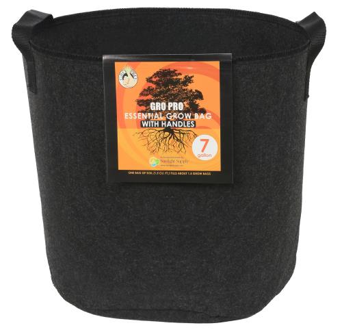 Hgc725327 01 - gro pro essential round fabric pot w/ handles 7 gallon - black (84/cs)