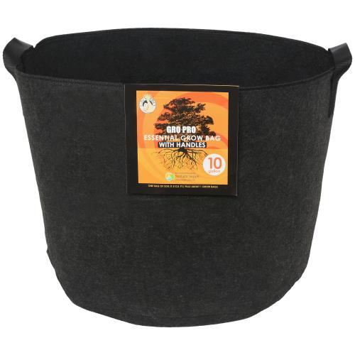 Hgc725332 01 - gro pro essential round fabric pot w/ handles 10 gallon - black (60/cs)