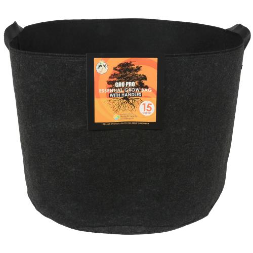 Hgc725337 01 - gro pro essential round fabric pot w/ handles 15 gallon - black (48/cs)