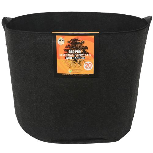 Hgc725342 01 - gro pro essential round fabric pot w/ handles 20 gallon - black (42/cs)