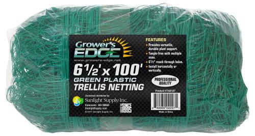 Hgc740107 01 - grower's edge green trellis netting 6. 5 ft x 100 ft (8/cs)