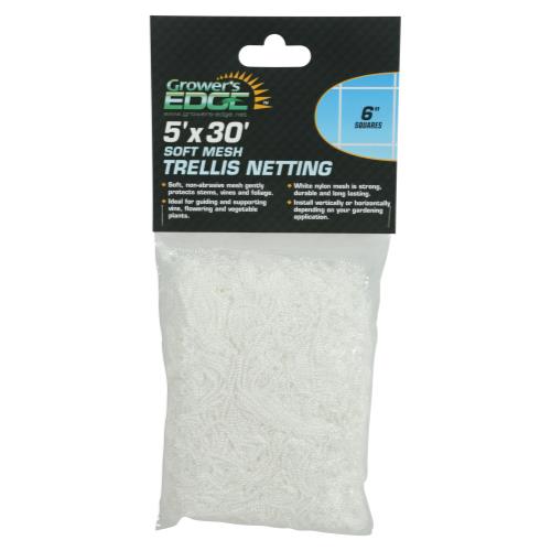 Hgc740115 01 - grower's edge soft mesh trellis netting 5 ft x 30 ft w/ 6 in squares (12/cs)