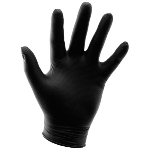 Hgc744408 01 - grower's edge black powder free diamond textured nitrile gloves 6 mil - xx-large (100/box)