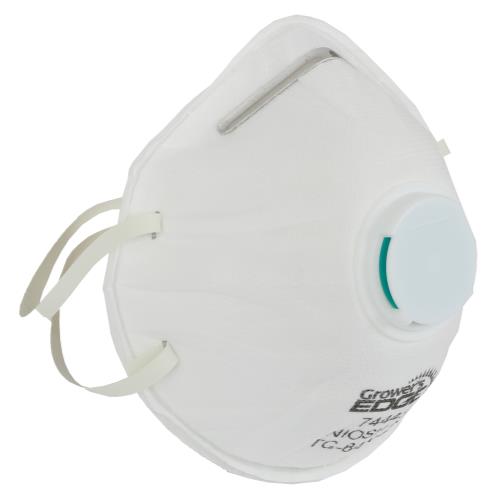 Hgc744434 01 - grower's edge clean room conical particulate respirator mask w/valve (10/cs)