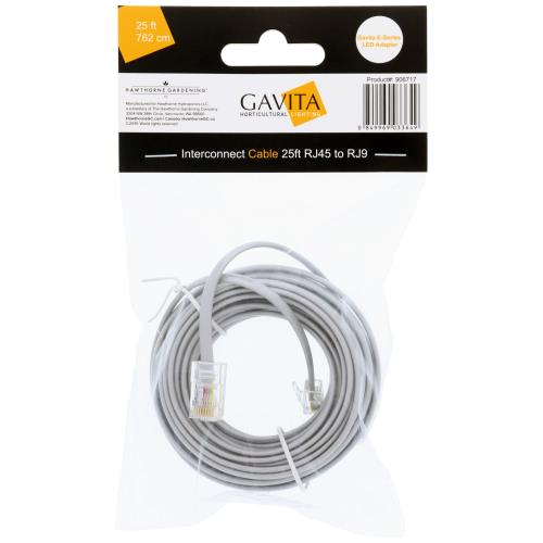 Hgc906717 01 - gavita e-series led adapter interconnect cable 25ft cable rj45 to rj9