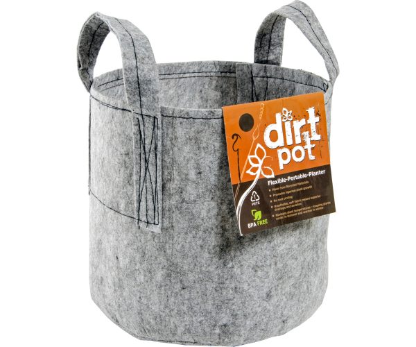 Hgdb100 1 - dirt pot flexible portable planter, grey, 100 gal, with handles