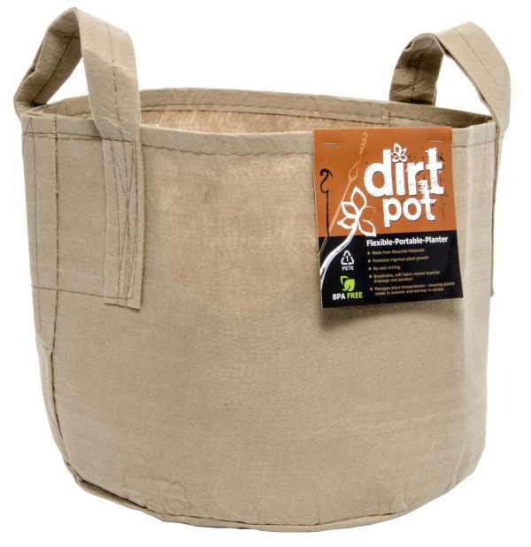 Dirt pot flexible portable planter, tan, 20 gal, with handles