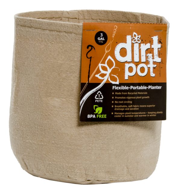 Hgdbt3 1 - dirt pot flexible portable planter, tan, 3 gal, no handles