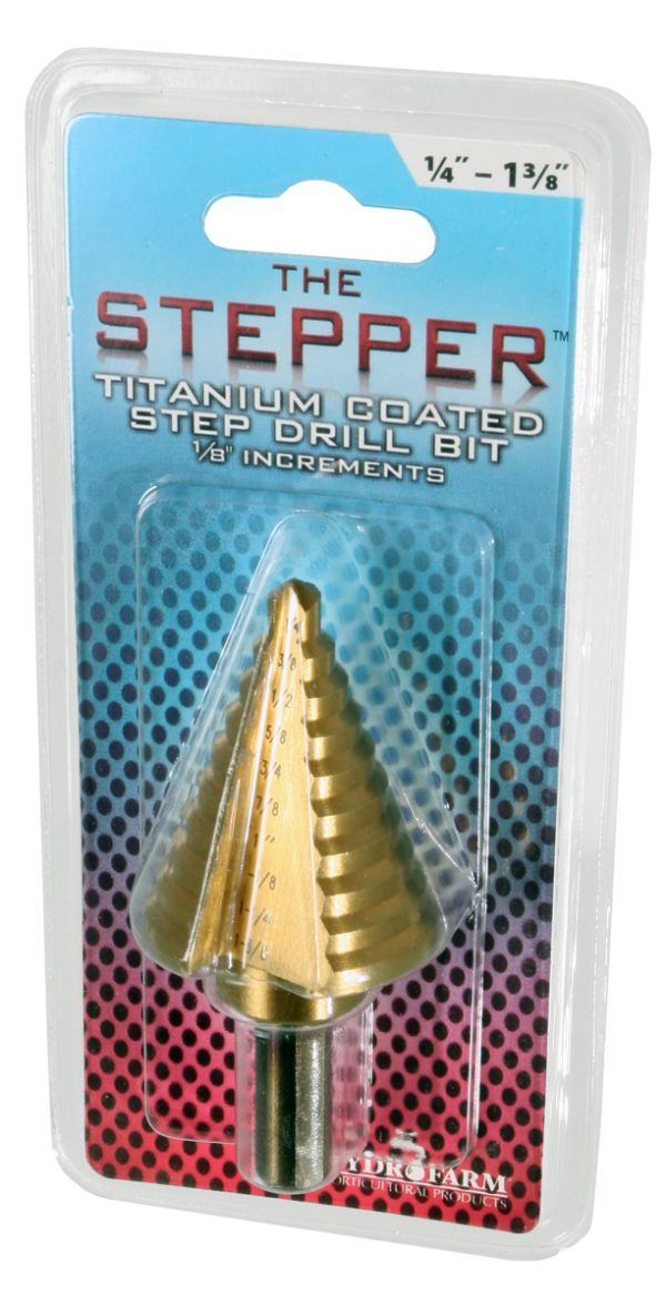 The stepper titanium step drill bit, 1/4" to 1 3/8"