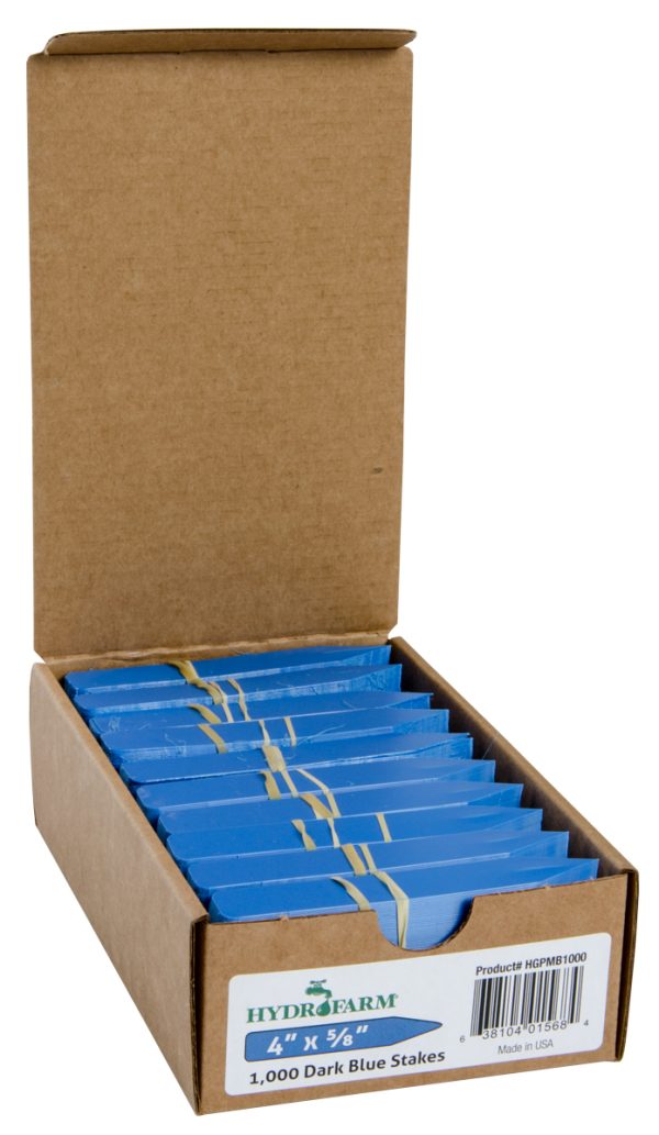 Hydrofarm  plant stake labels, blue, 4" x 5/8", case of 1000
