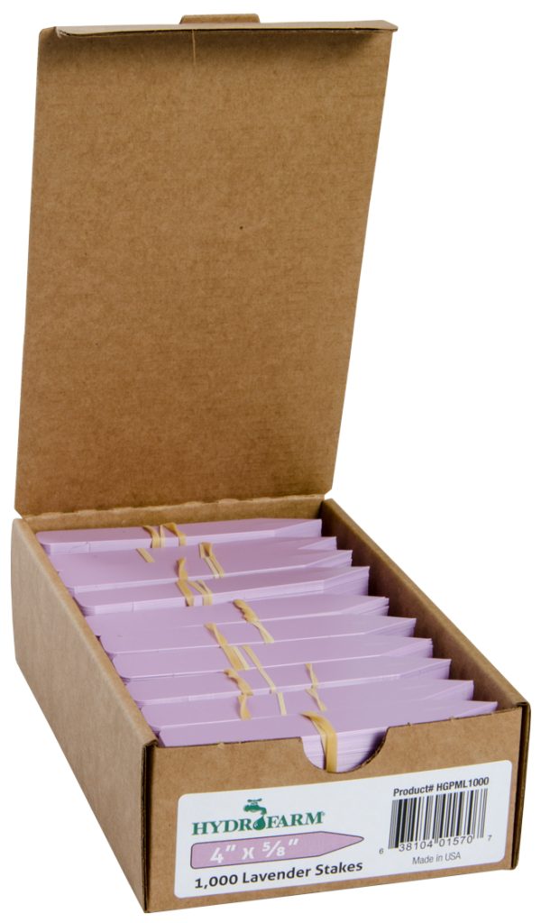 Hydrofarm plant stake labels, lavender, 4" x 5/8", case of 1000