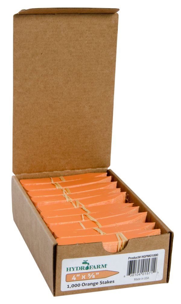 Hydrofarm plant stake labels, orange, 4" x 5/8", case of 1000