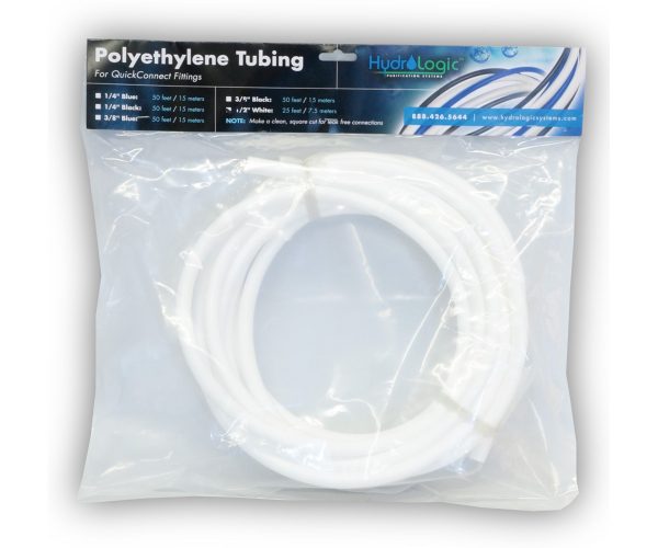 Hydrologic polyethylene tubing, 25', white, 1/2"