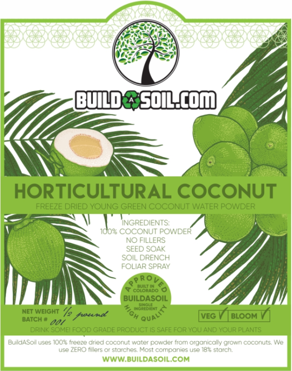 Horticultural coconut label - coconut water powder - 1lb