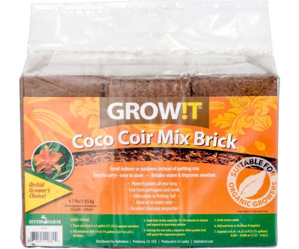 Grow! T coco coir mix brick, pack of 3