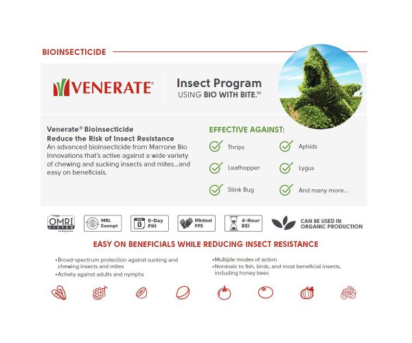 Marrone bio venerate cg® bioinsecticide, 55 gal drum