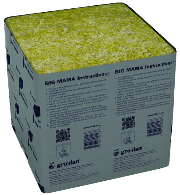 Grodan big mama, 8" x 8" x 8", case of 18