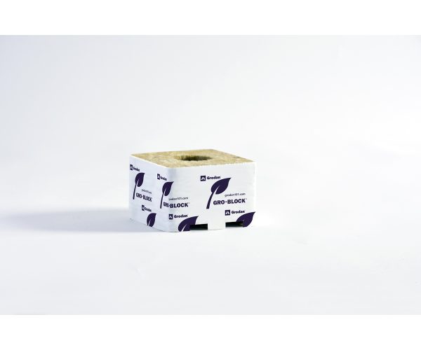 Grodan gro block improved gr6. 5 small 4" w/hole, 4" x 4" x 2. 6" shrink wrapped/strip