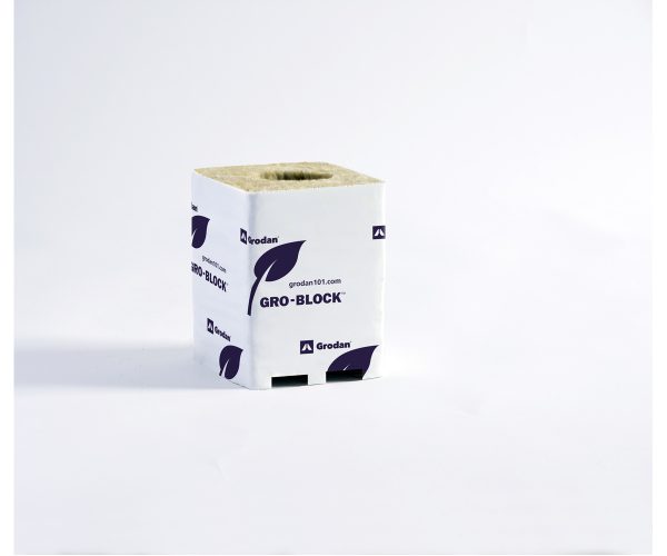 Grodan gro block improved gr5. 6 large 3" w/hole 3" x 3" x 4" shrink wrapped/strip