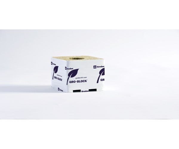 Grodan gro block improved gr7. 5 medium 4" w/hole 4" x 4" x 3. 1" shrink wrapped/strip