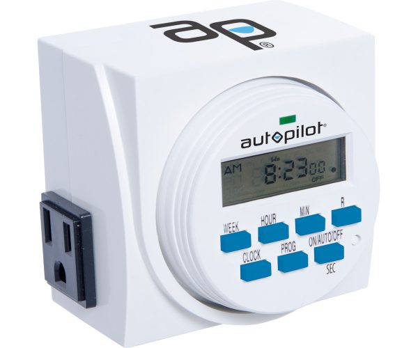 Tm01715d 1 - autopilot dual outlet 7-day grounded digital programmable timer, 1725w, 15a, 1 second on/off