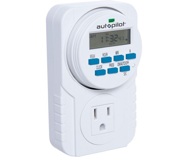 Tm01715 1 - autopilot 7-day grounded digital programmable timer, 1725w, 15a, 1 second on/off, 8 on/off cycles