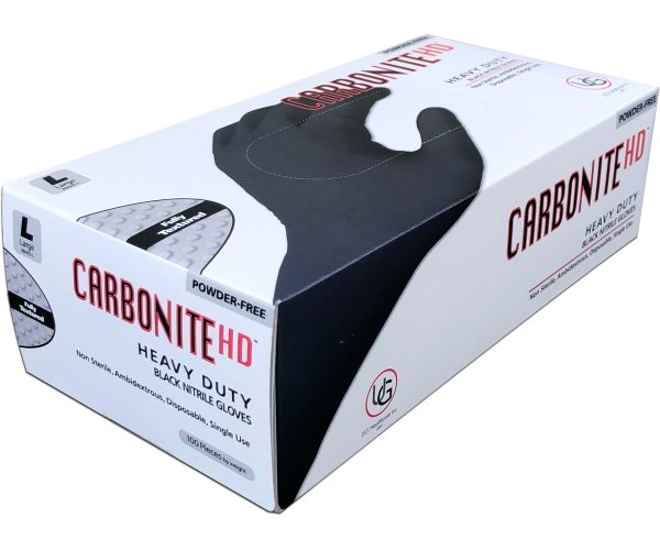 Ughchdbl 1 - carbonite hd black nitrile gloves, size l, box of 100